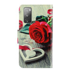 Samsung Galaxy S20 FE Hülle Romantische Rose mit Riemen