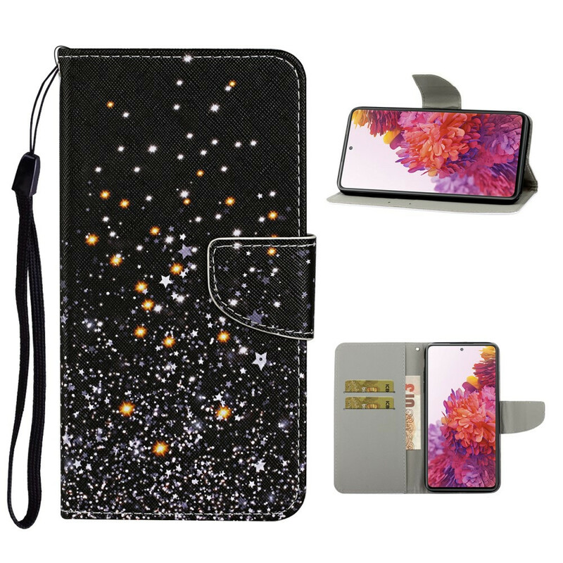 Samsung Galaxy S20 FE Hülle Sterne und Glitzer mit Lanyard