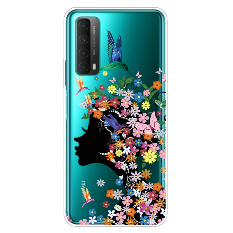 Huawei P Smart 2021 Transparent Blumenmädchen Cover