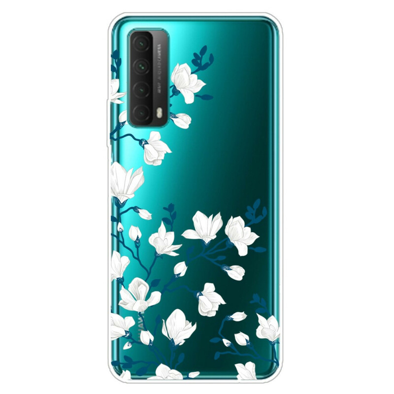 Cover Huawei P Smart 2021 Weiße Blumen