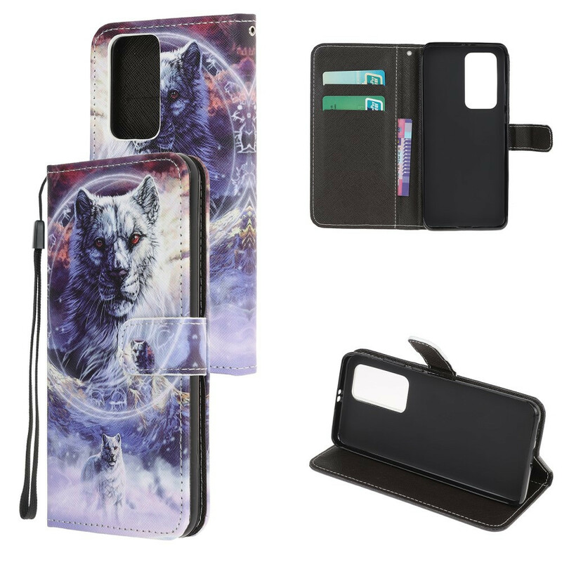 Xiaomi Mi 10T / 10T Pro Winter Wolf Tasche mit Lanyard