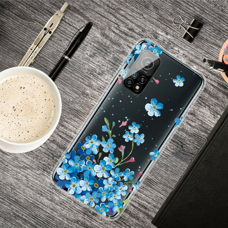 Xiaomi Mi 10T / 10T Pro Cover Blauer Blumenstrauß