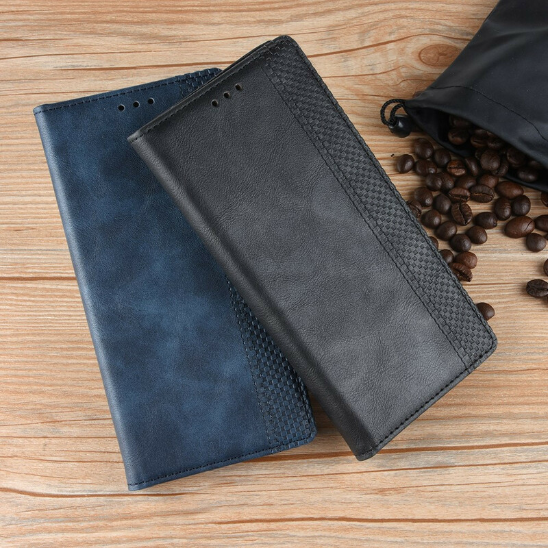 Flip Cover Samsung Galaxy A20s Vintage-Leder-Effekt Stilisiert