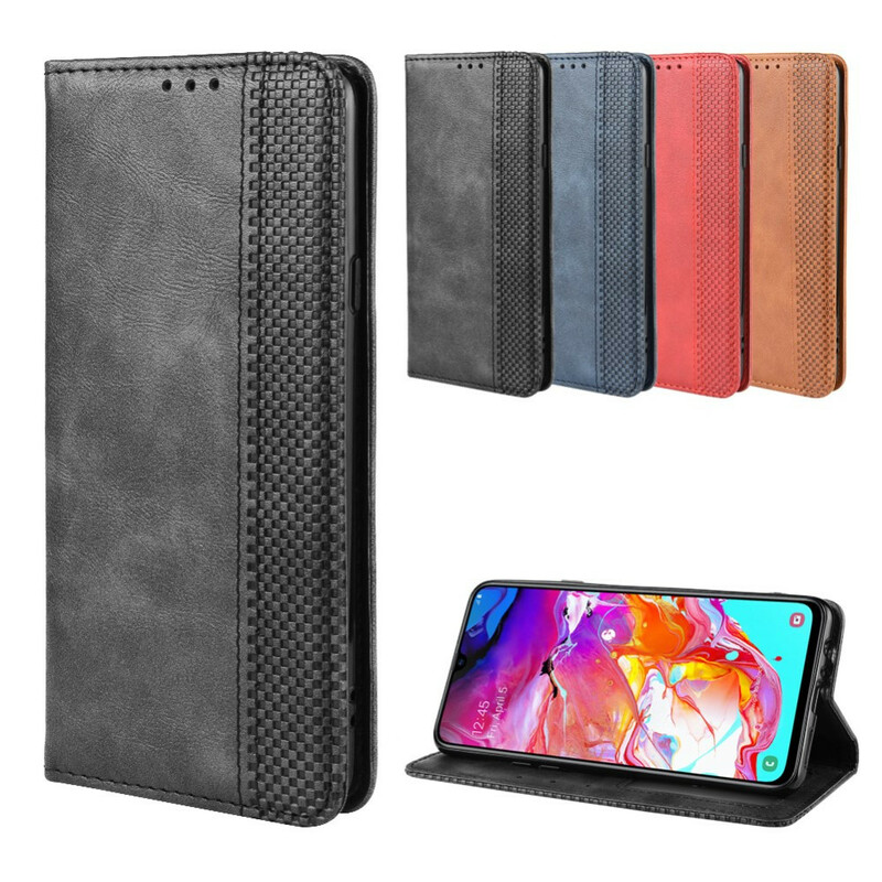 Flip Cover Samsung Galaxy A20s Vintage-Leder-Effekt Stilisiert