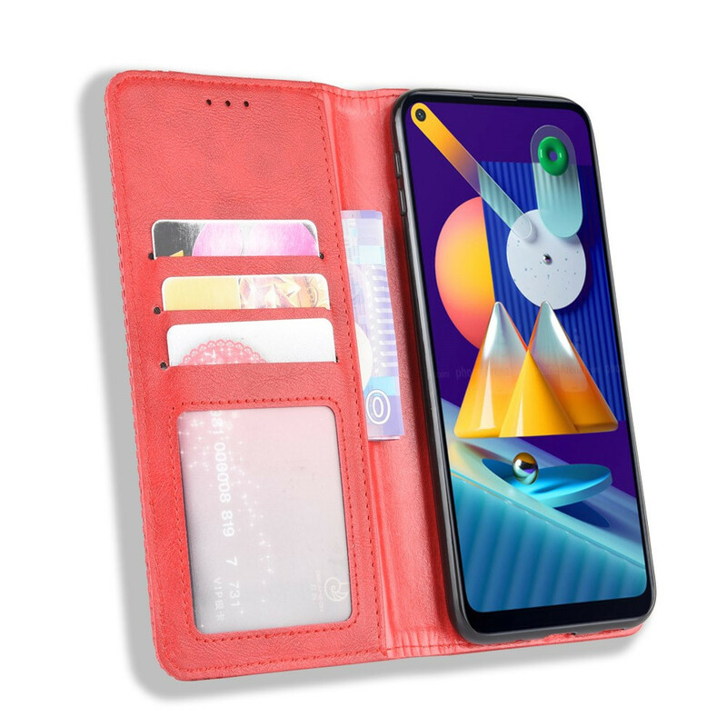 Flip Cover Samsung Galaxy M11 Vintage-Leder-Effekt Stilisiert