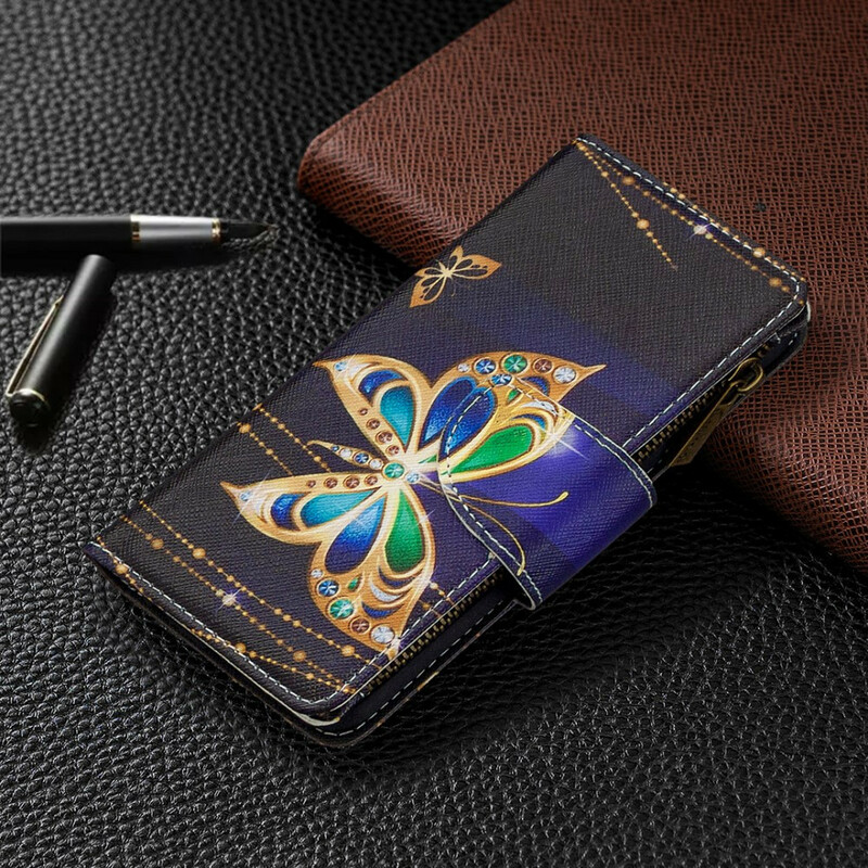 Samsung Galaxy A10 Tasche mit Reißverschluss Schmetterling Royal