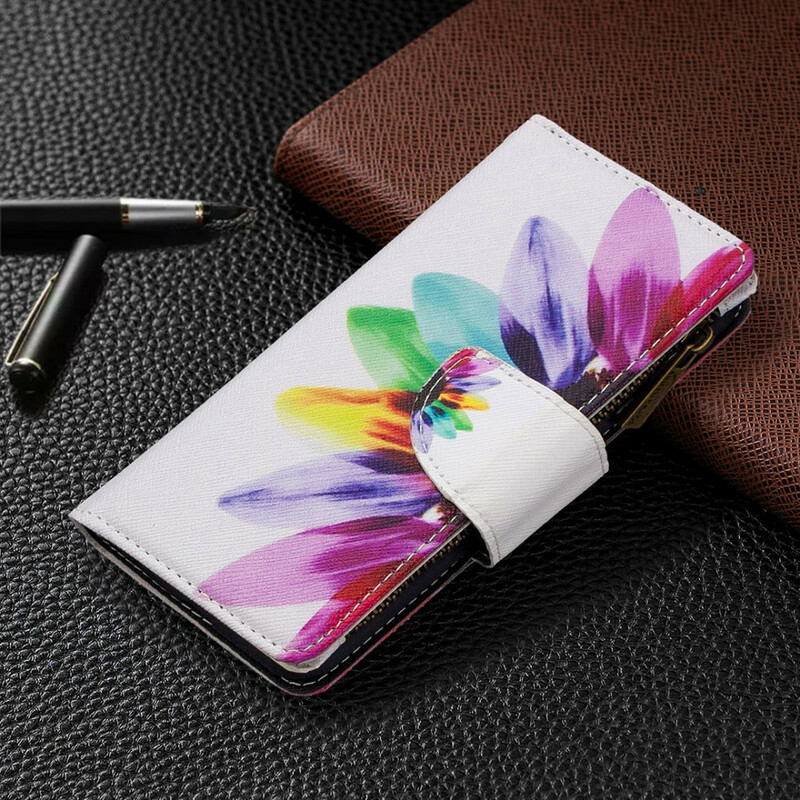 Samsung Galaxy A10 Tasche mit Reißverschluss Blume