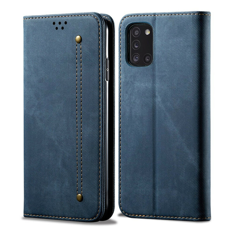 Flip Cover Samsung Galaxy A10 Stoff Jeans