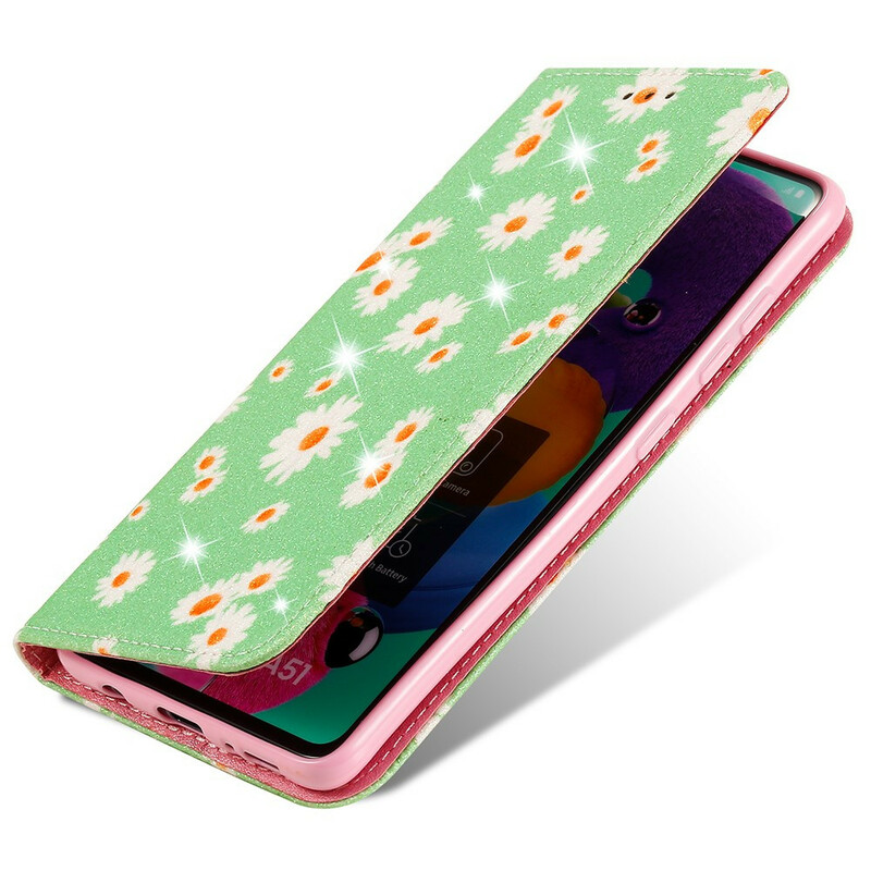 Flip Cover Samsung Galaxy A51 Kunstleder Margeriten