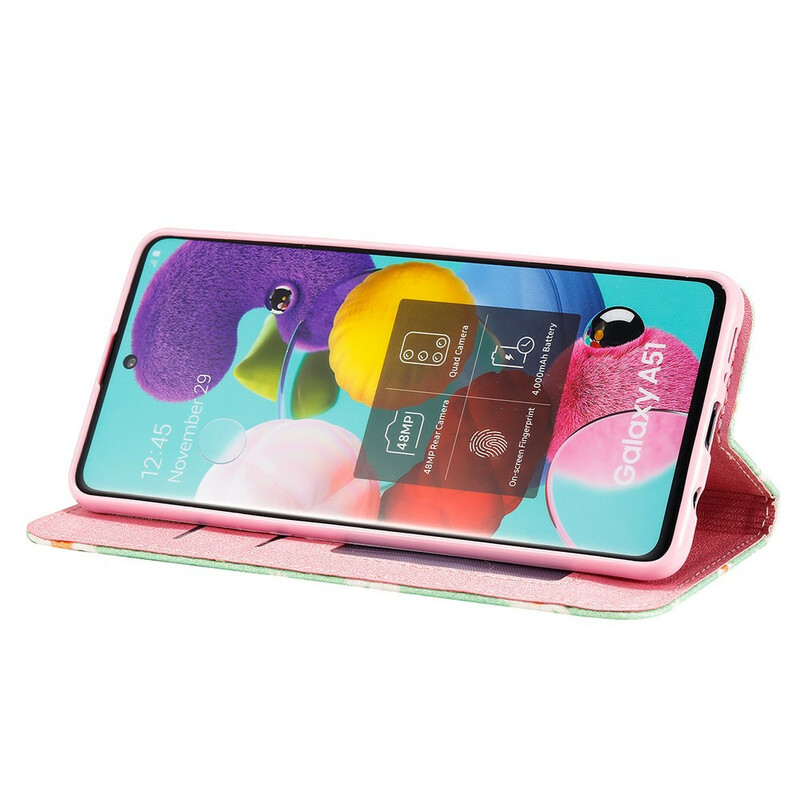 Flip Cover Samsung Galaxy A51 Kunstleder Margeriten