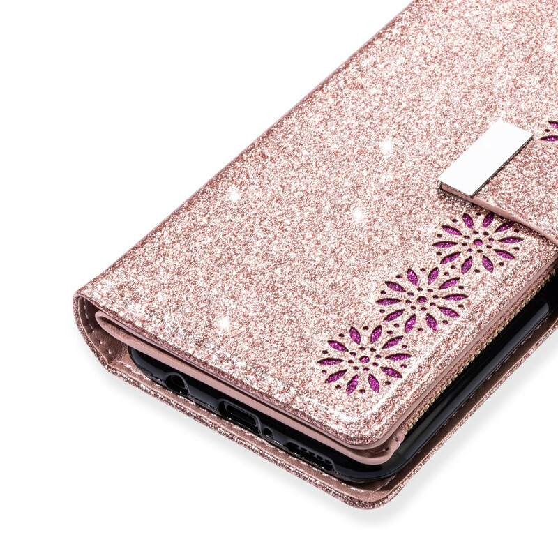 Samsung Galaxy A31 Glitter Zip Wallet Hülle