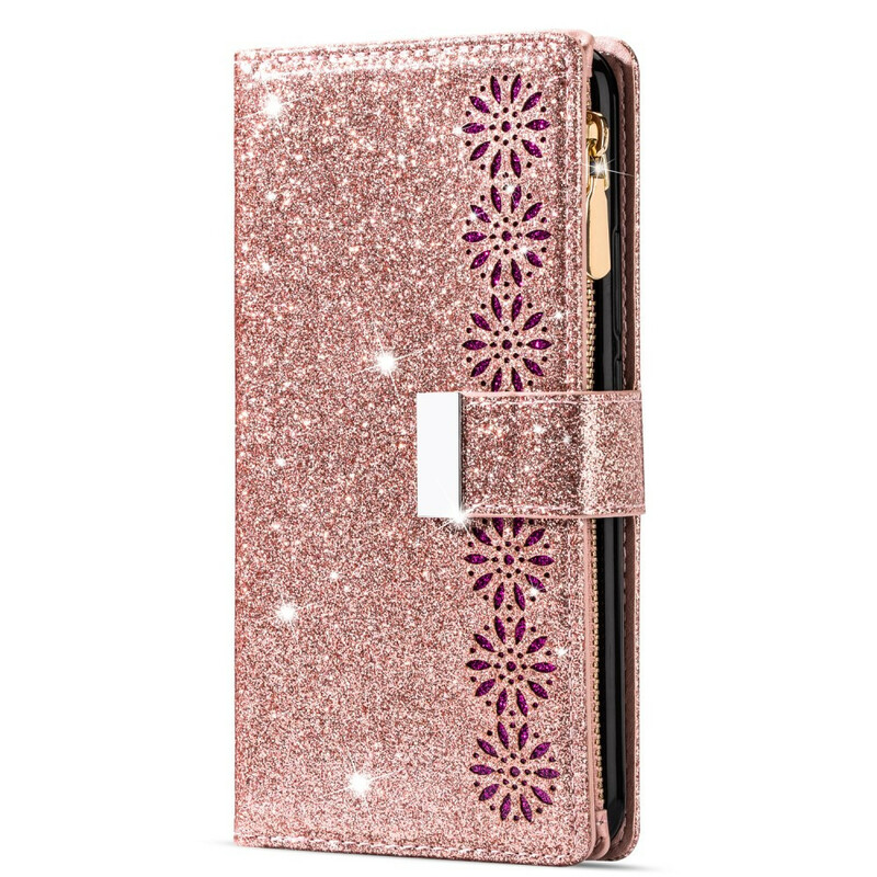 Samsung Galaxy A31 Glitter Zip Wallet Hülle