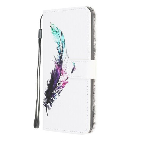 Samsung Galaxy A12 Tasche Feder mit Riemen