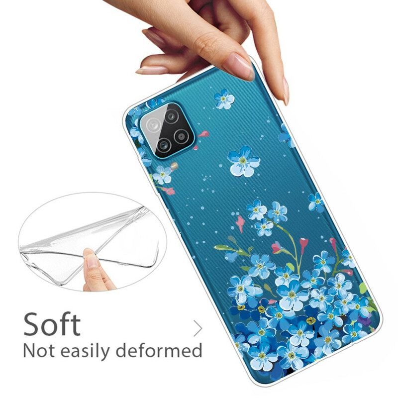 Samsung Galaxy A12 Cover Blaue Blumen