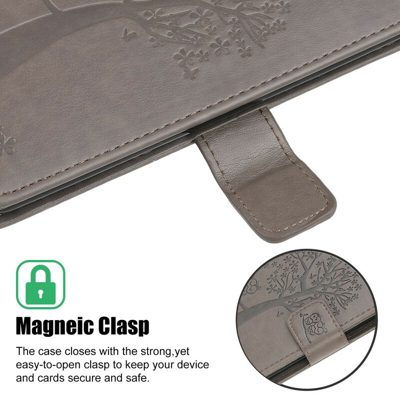 Samsung Galaxy A12 Hülle Baum und Eulen mit Riemen