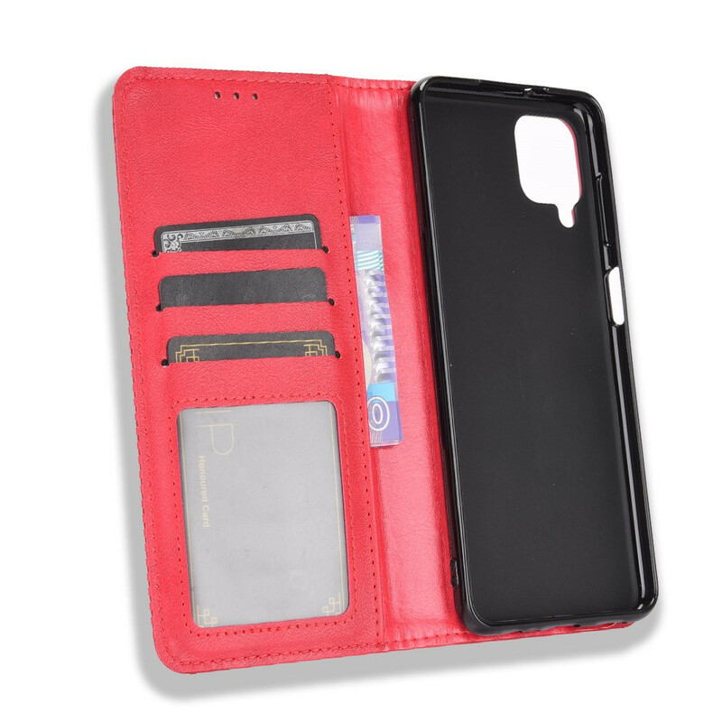 Flip Cover Samsung Galaxy A12 Vintage-Leder-Effekt Stilisiert