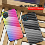 Hülle Samsung Galaxy A12 gehärtetes Glas Kohlefaser