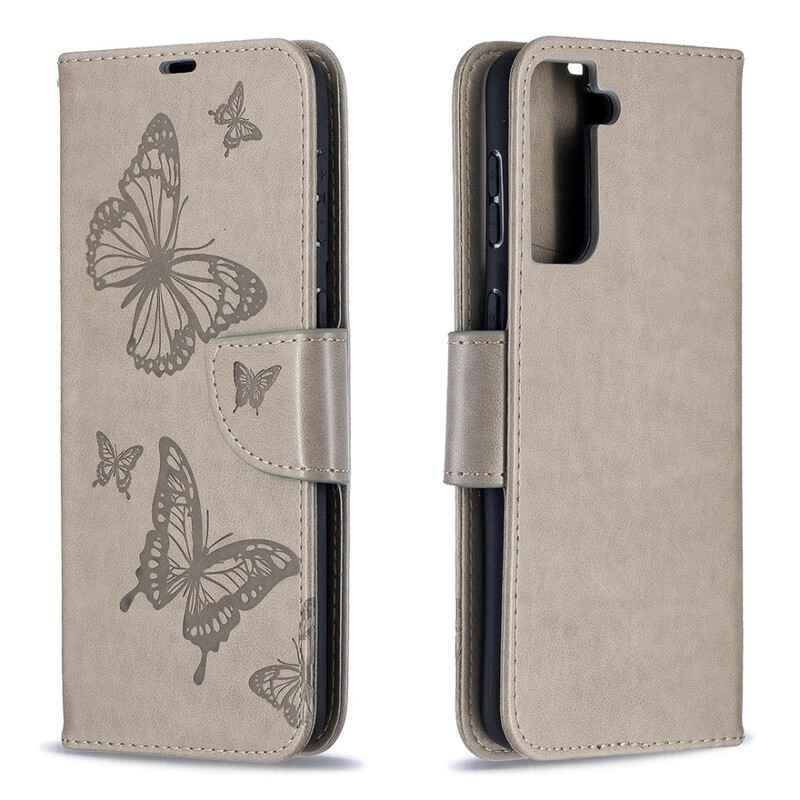 Samsung Galaxy S21 Plus 5G Schmetterlinge und Oblique Klappe Hülle