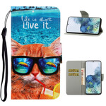 Samsung Galaxy S21 5G Cat Live It Hülle mit Riemen