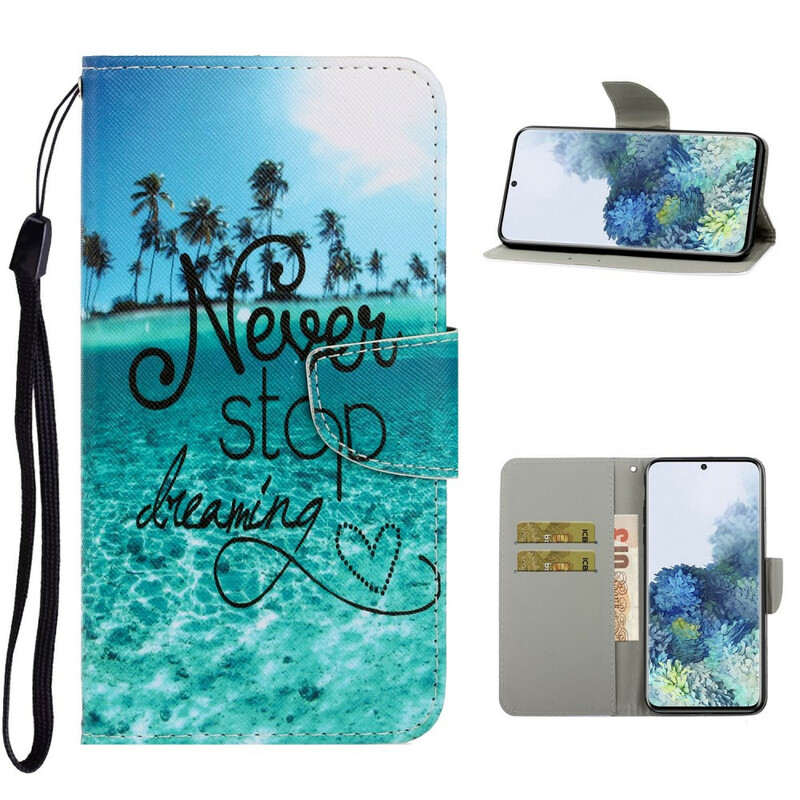 Samsung Galaxy S21 5G Never Stop Dreaming Marine Tasche mit Riemen