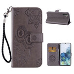 Samsung Galaxy 21 5G Tasche Eule Mandala und Lanyard