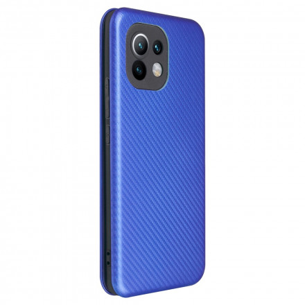 Flip Cover Xiaomi Mi 11 in fibra di carbonio con supporto ad anello