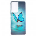 Samsung Galaxy S21 Ultra 5G Custodia a farfalla blu fluorescente