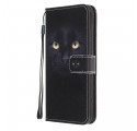 Custodia Samsung Galaxy A32 5G Black Cat Eye con cinturino