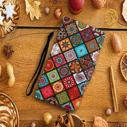 Samsung Galaxy A52 5G Custodia Patchwork Mandalas con cinturino