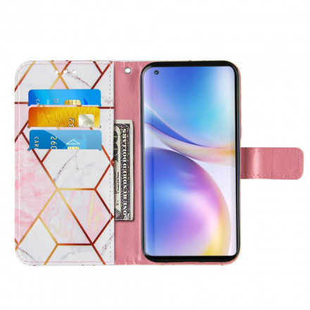 OnePlus 9 Custodia con cinturino marmogeometrico