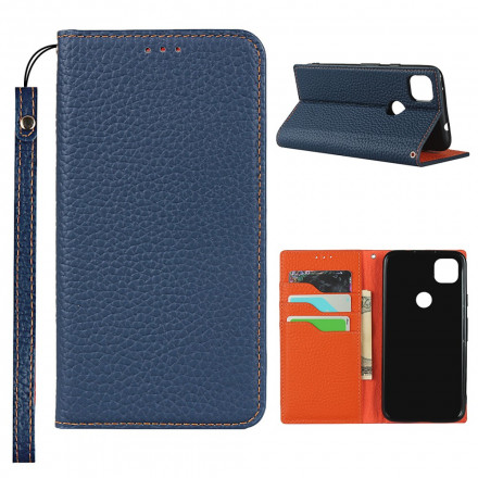 Flip Cover Google Pixel 4a in pelle Genuine Lychee Strap Flip Cover Google Pixel 4a in pelle Genuine Lychee Strap