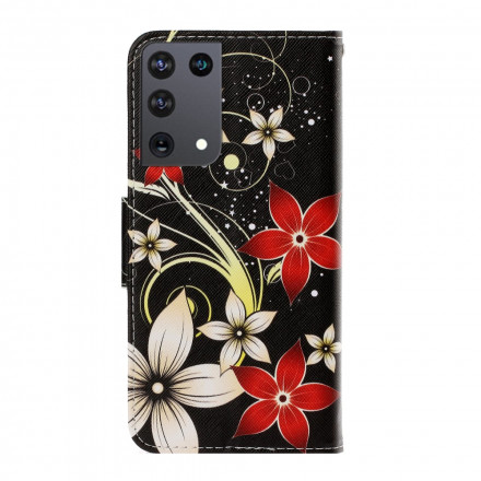 Samsung Galaxy S21 Ultra 5G Custodia con cinturino a fiori colorato