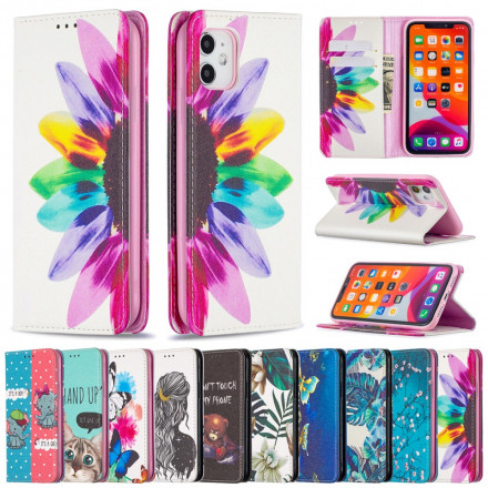 Flip Cover iPhone 11 Watercolour Flower