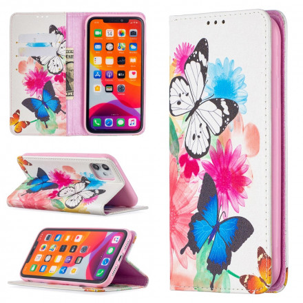 Flip Cover iPhone 11 Farfalle colorate