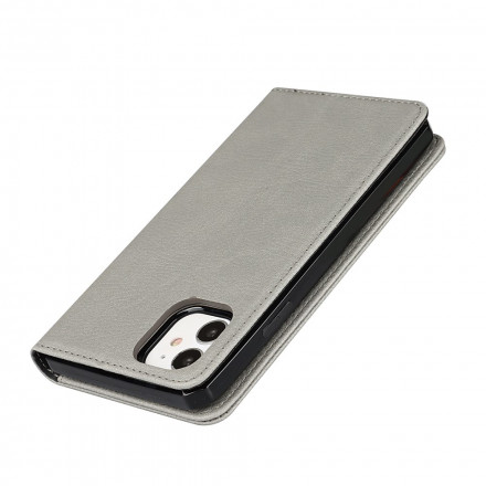 Flip Cover iPhone 11 in vera pelle di litchi con cinturino