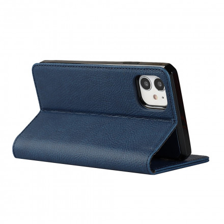 Flip Cover iPhone 11 in vera pelle di litchi con cinturino