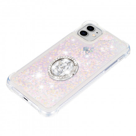 Custodia iPhone 11 Glitter con anello di diamanti