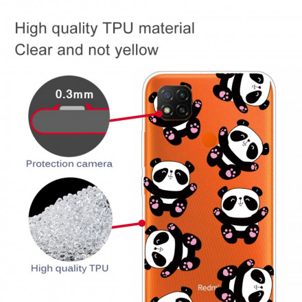 Xiaomi Redmi 9C Custodia Top Pandas Fun