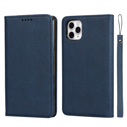 Flip Cover iPhone 11 Pro Max Cover staccabile in vera pelle di litchi