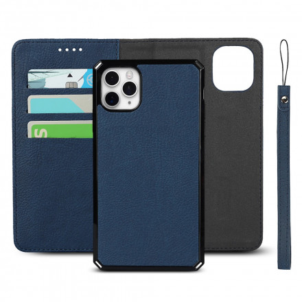 Flip Cover iPhone 11 Pro Max Cover staccabile in vera pelle di litchi