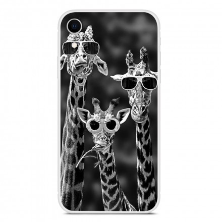 Custodia per iPhone XR Giraffe con occhiali