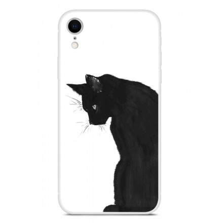 Custodia iPhone XR Gatto Nero Pensieroso