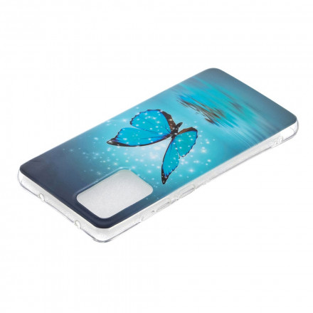 Samsung Galaxy A52 4G / A52 5G Custodia a farfalla blu fluorescente
