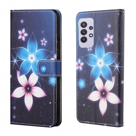 Custodia Samsung Galaxy A32 4G Lunar Flowers con cinturino