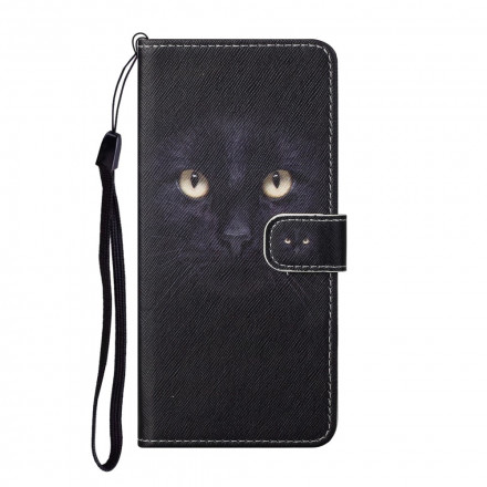 Samsung Galaxy A32 4G Custodia Cat Eye nera con cinturino