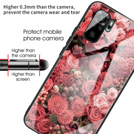 Xiaomi Redmi Note 10 / Note 10s Custodia in vetro temprato Fiori Rosa