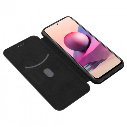 Flip Cover Xiaomi Redmi Note 10 / Note 10s in fibra di carbonio con supporto ad anello