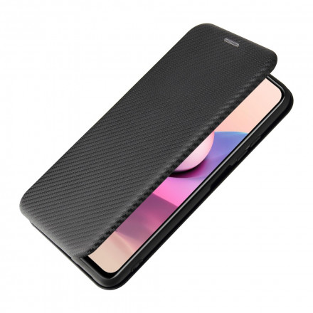 Flip Cover Xiaomi Redmi Note 10 / Note 10s in fibra di carbonio con supporto ad anello