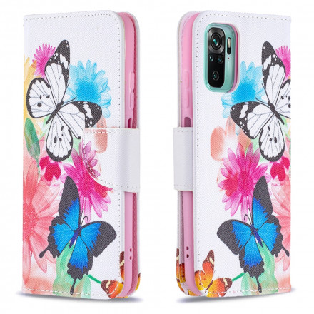 Xiaomi Redmi Note 10 / Note 10s Custodia dipinta con farfalle e fiori
