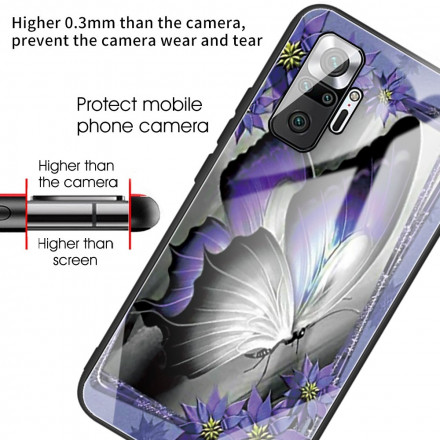 Xiaomi Redmi Note 10 Pro Custodia in vetro temperato Butterfly Purple